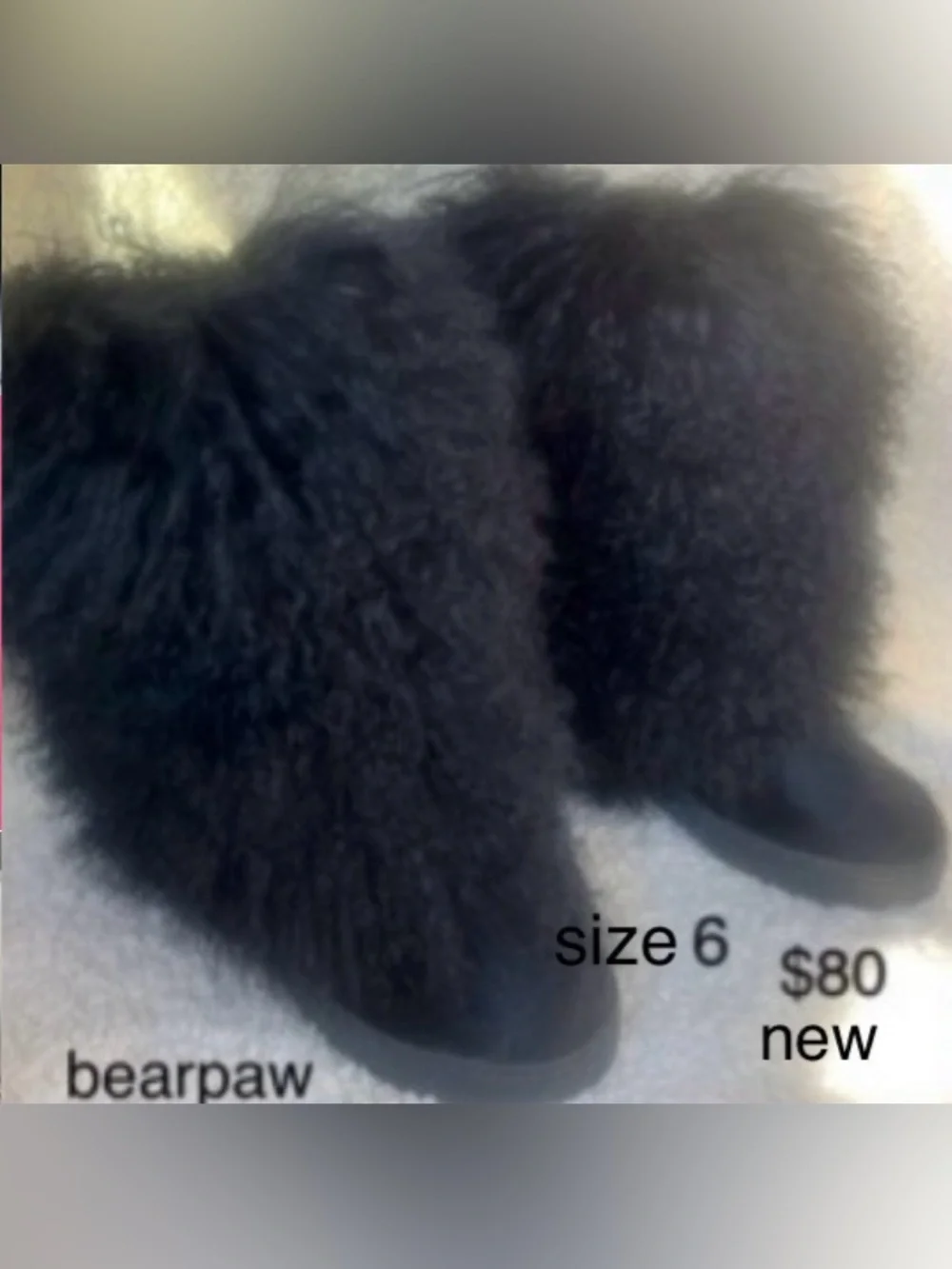 BearPaw Black Plush Small Pets Fur Boot Covers
